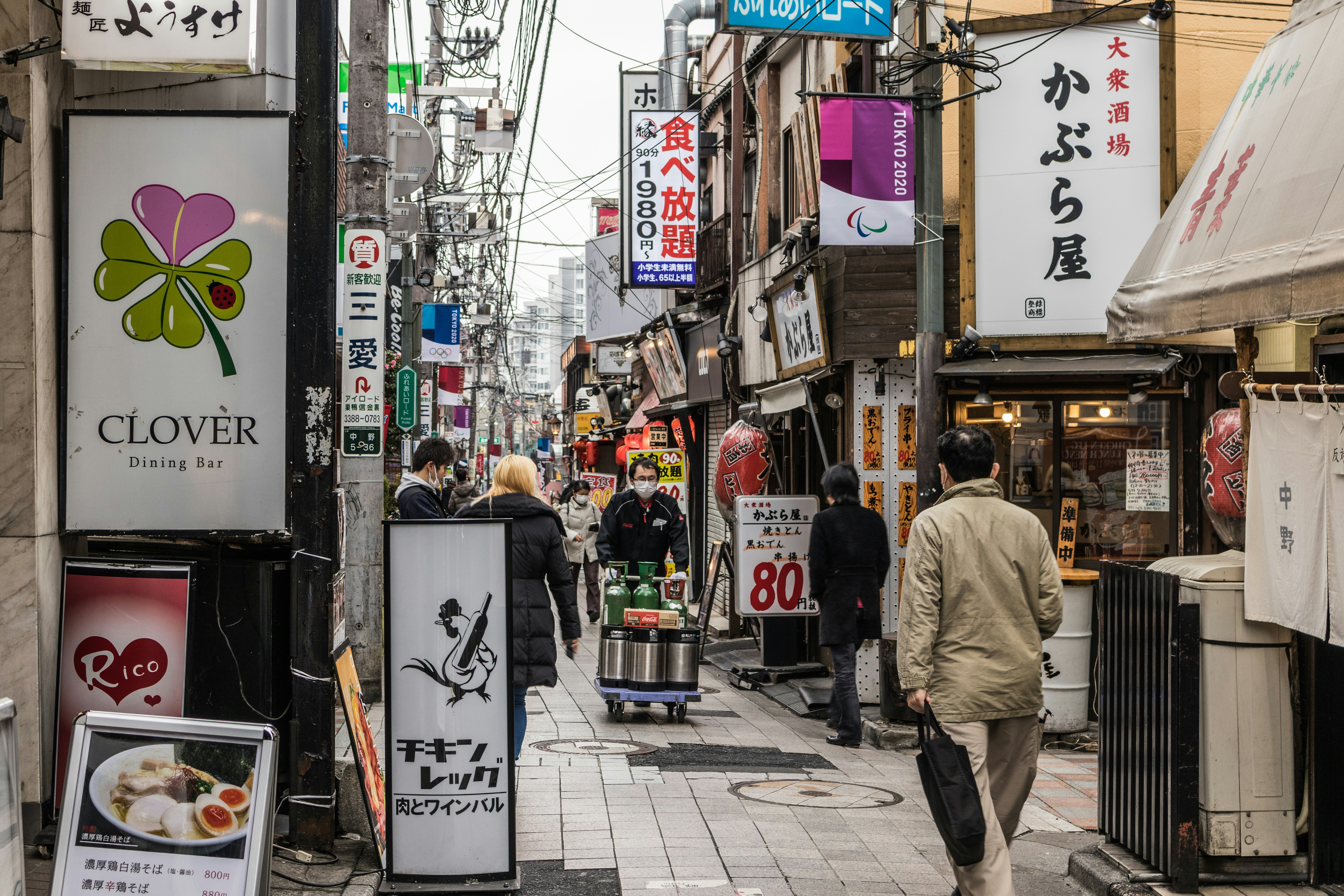 Nakano Broadway shopping arcade interior with shop signs