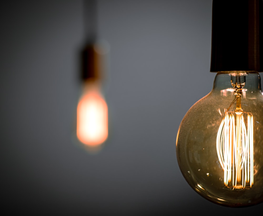 a close up of a light bulb and a light bulb