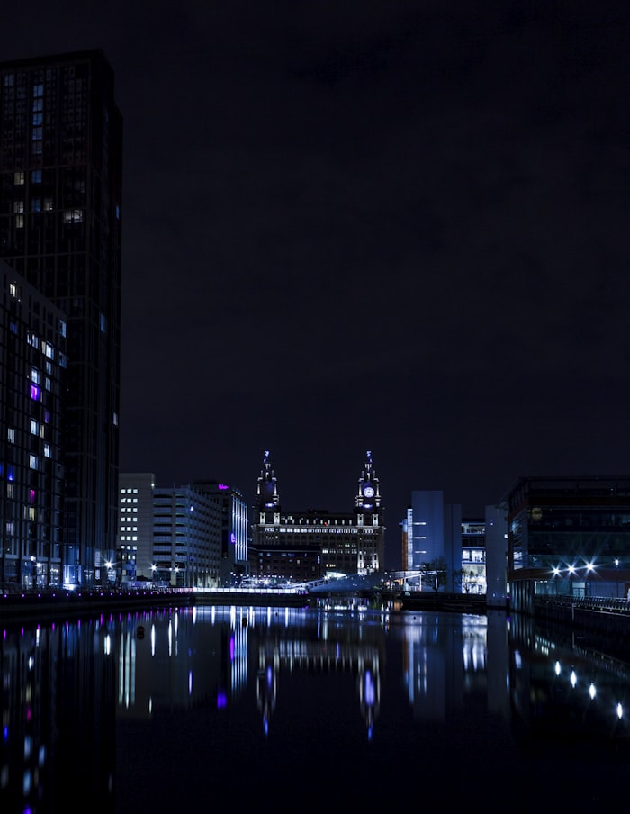 Liverpool waterfront at night