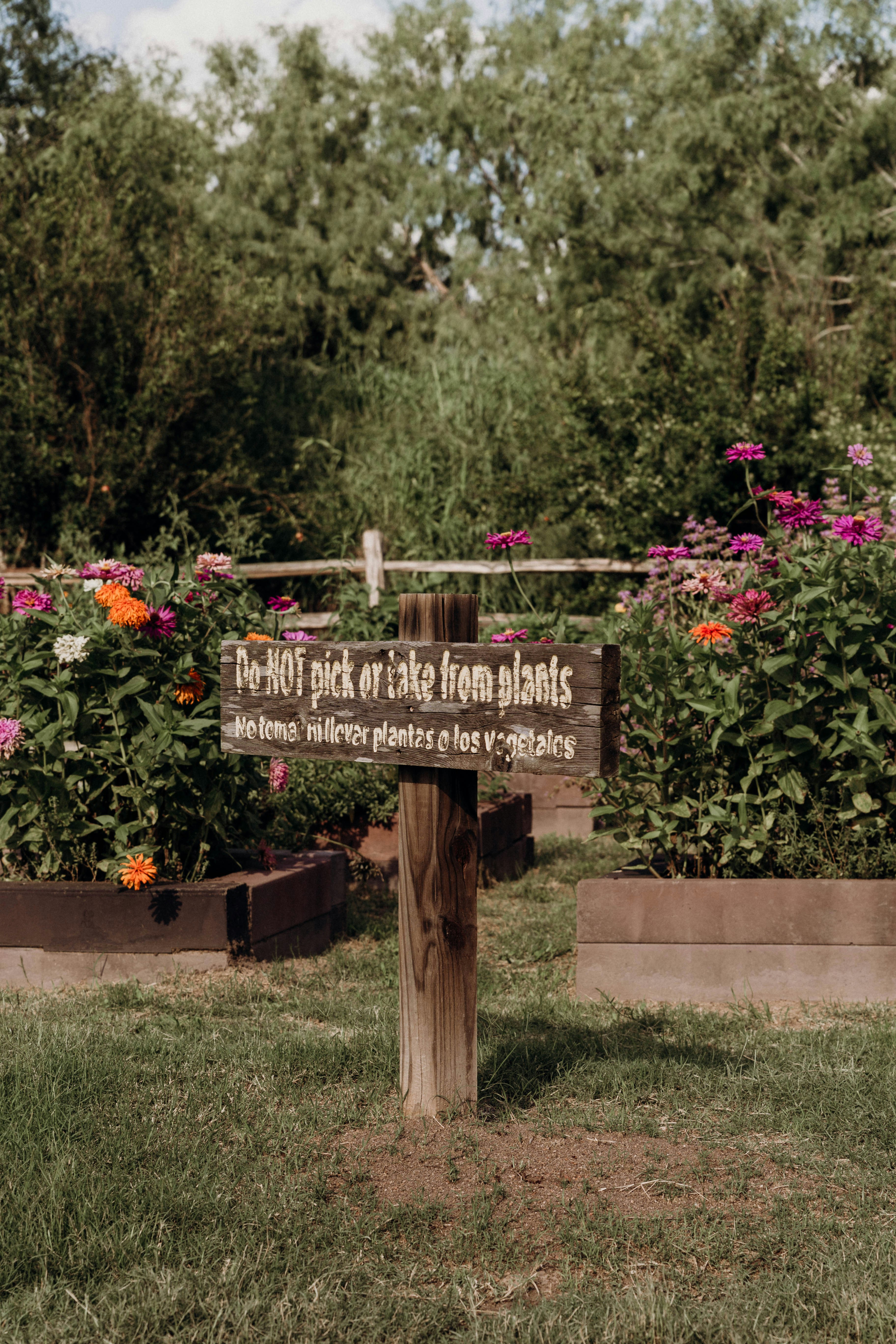 there is a sign that is in the grass