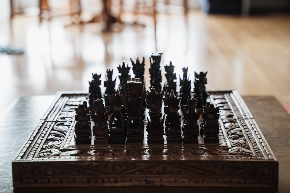 a chess board with a chess set on top of it