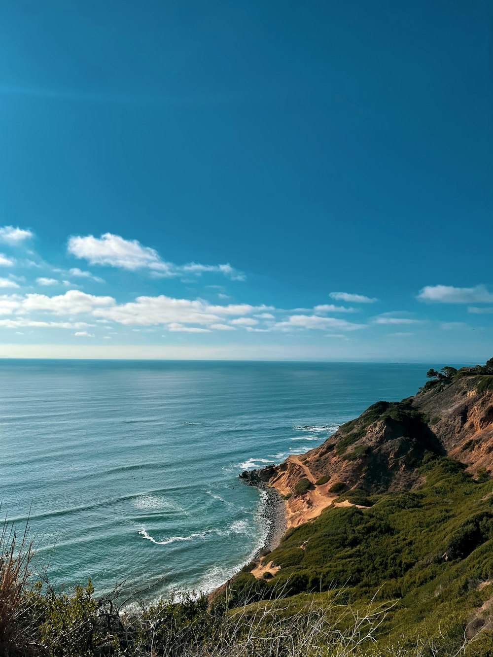 a view of the ocean from a cliff