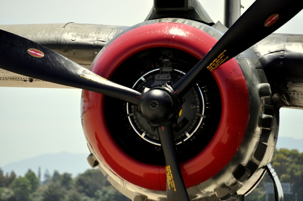 a close up of a propeller on an airplane