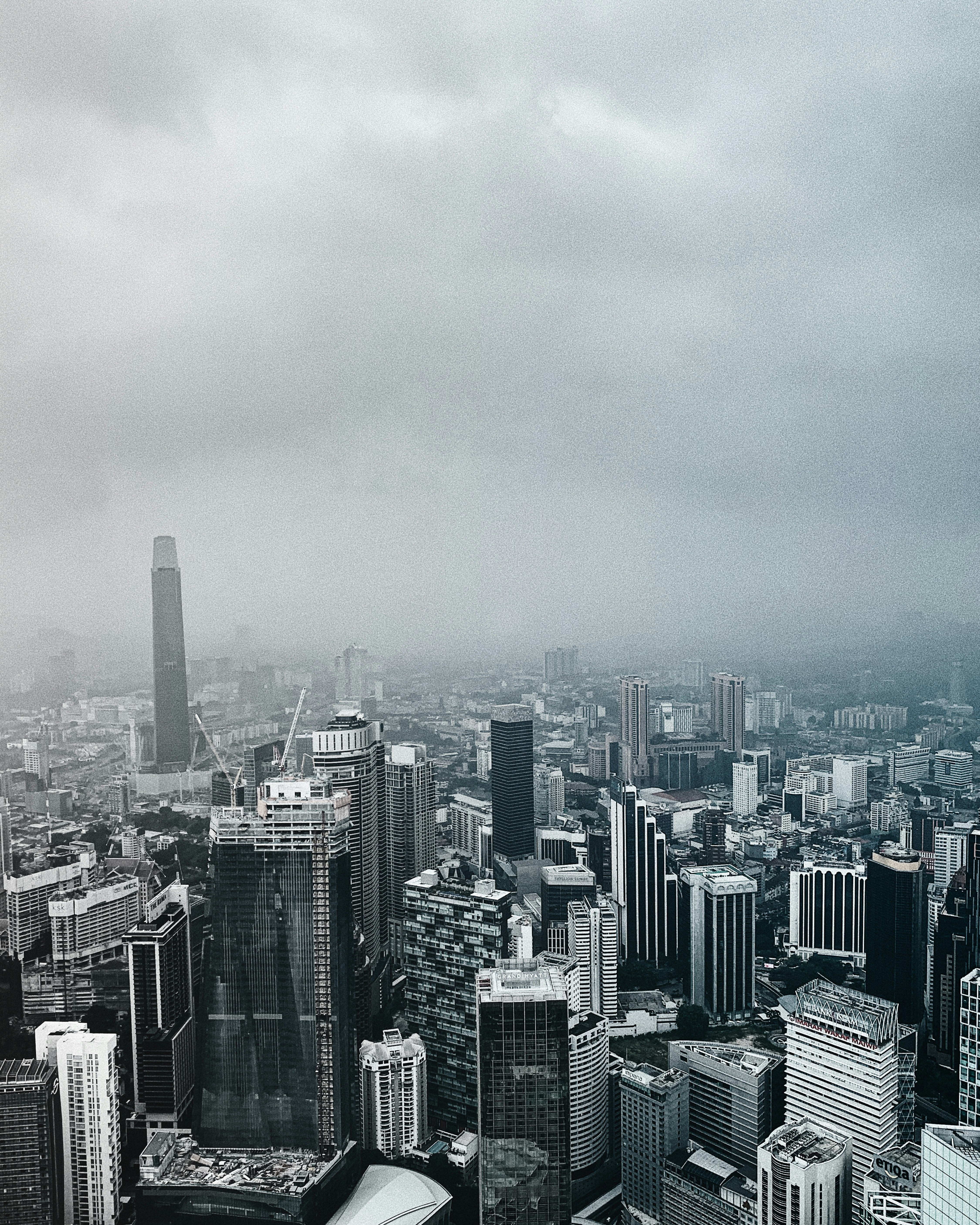 a black and white photo of a cityscape