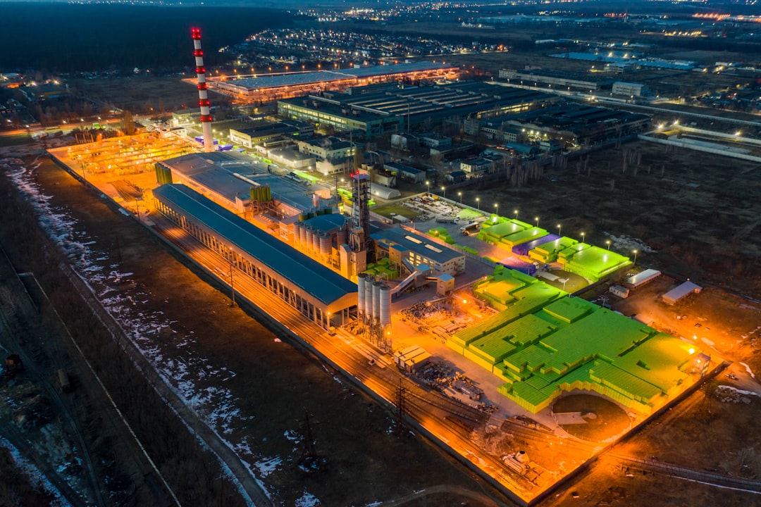 aerial view of city during night time