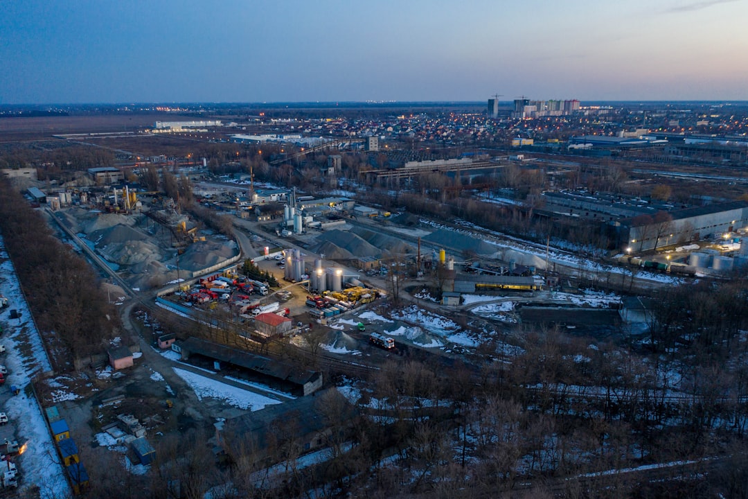 aerial view of city during night time