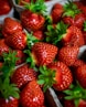 a close up of a bunch of strawberries