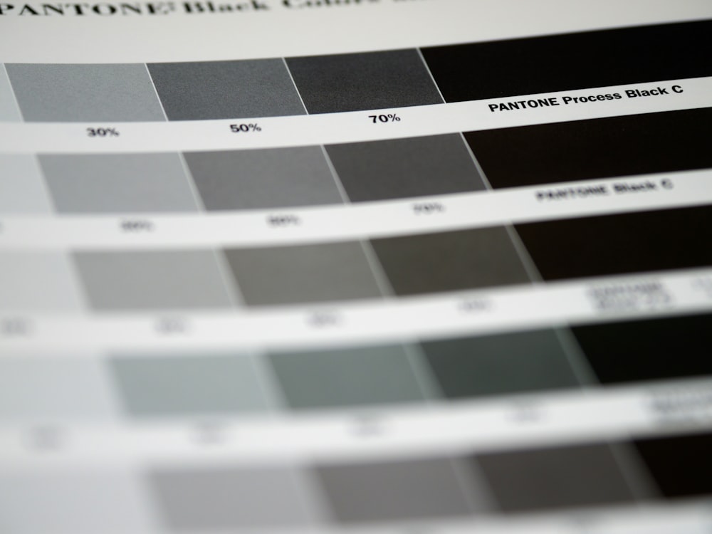 a close up of a pantone color chart