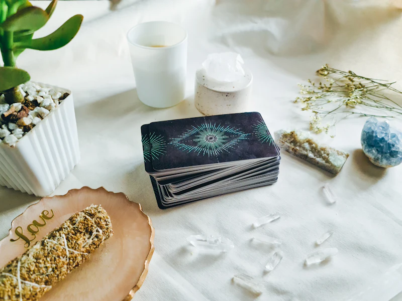 Tarot cards spread on velvet with candlelight