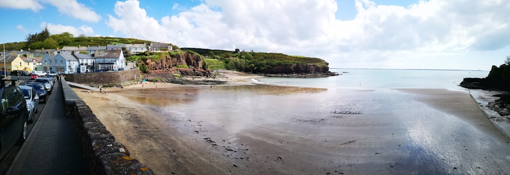 a view of a beach from a high point of view