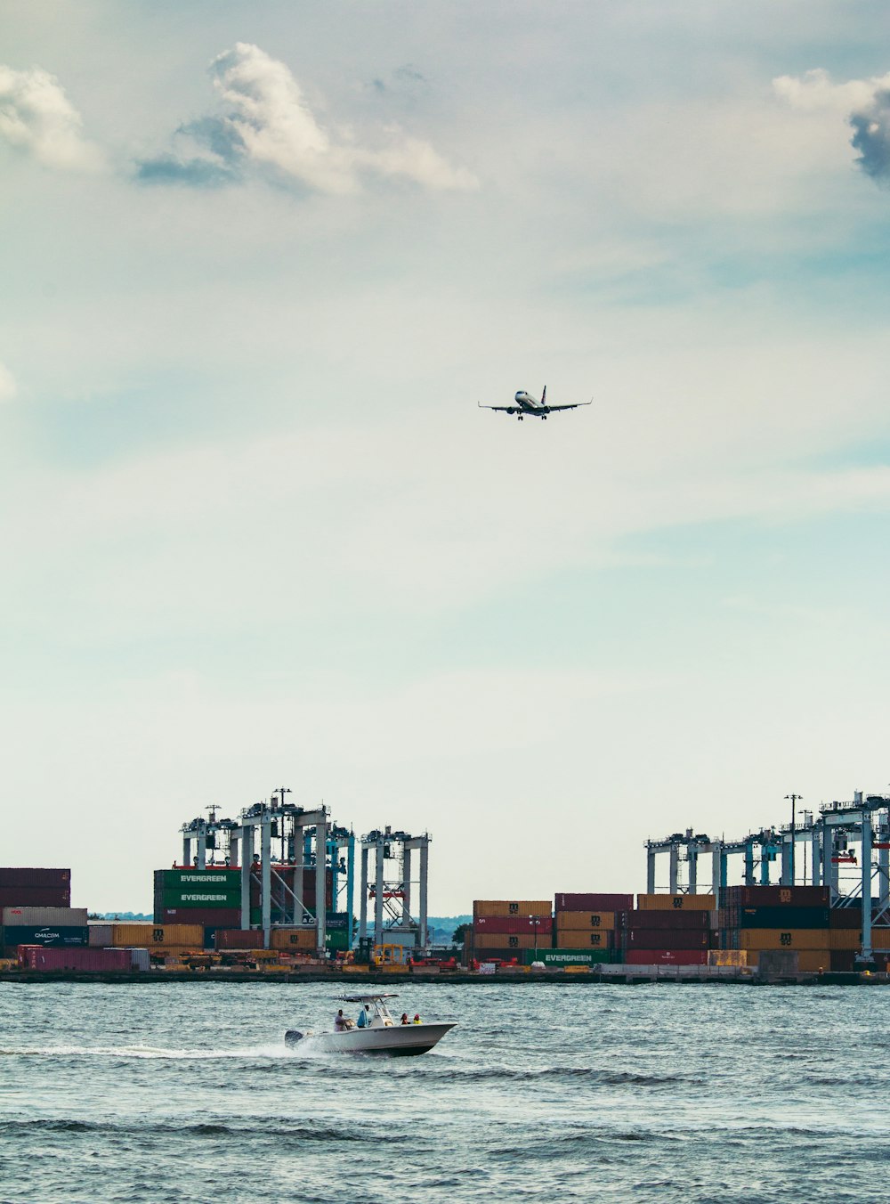 a plane flying over a large body of water