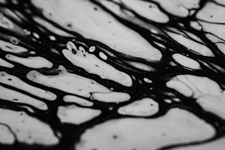 Abstract black ink lines and shapes flowing across the shoulder blade