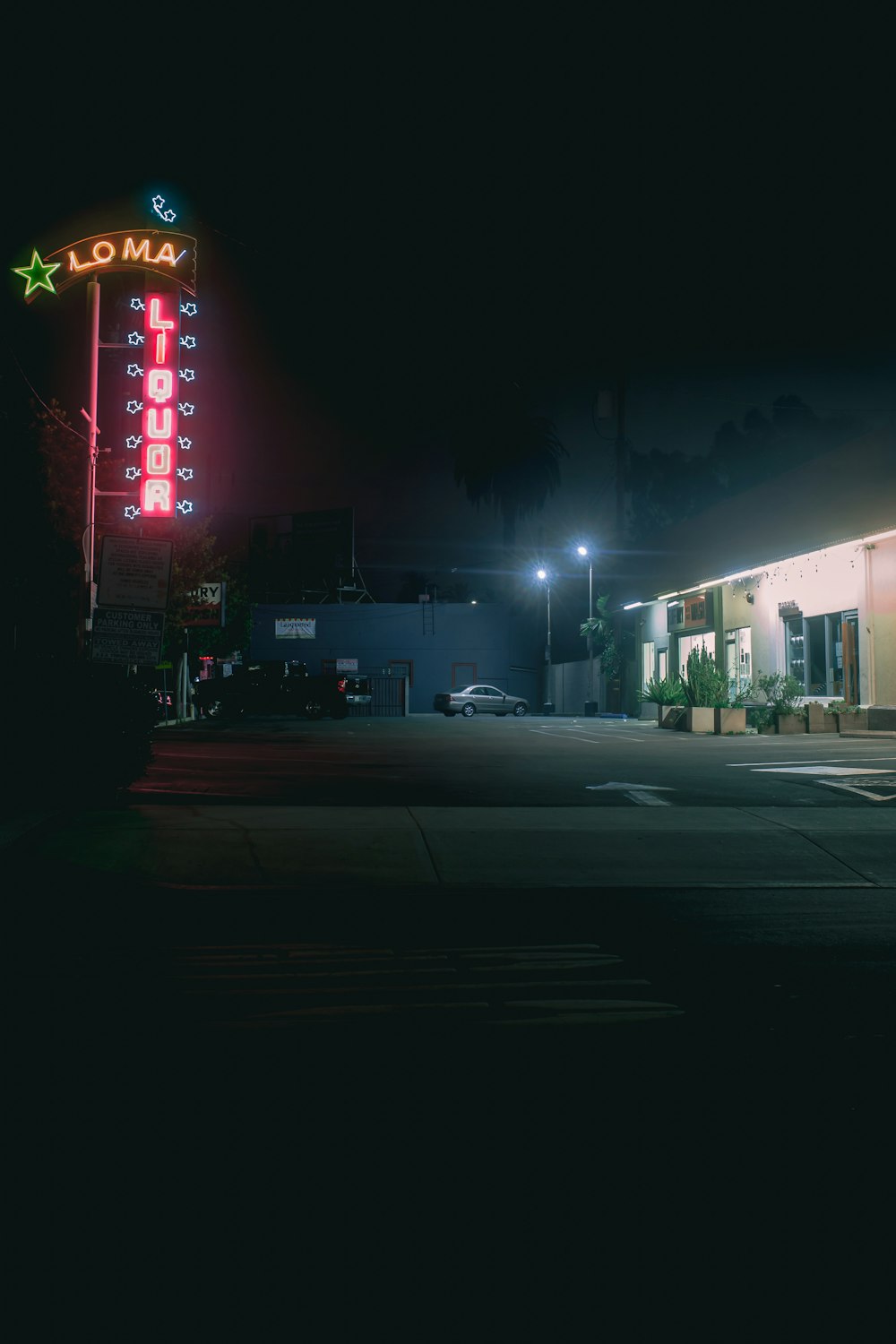 a traffic light is lit up at night