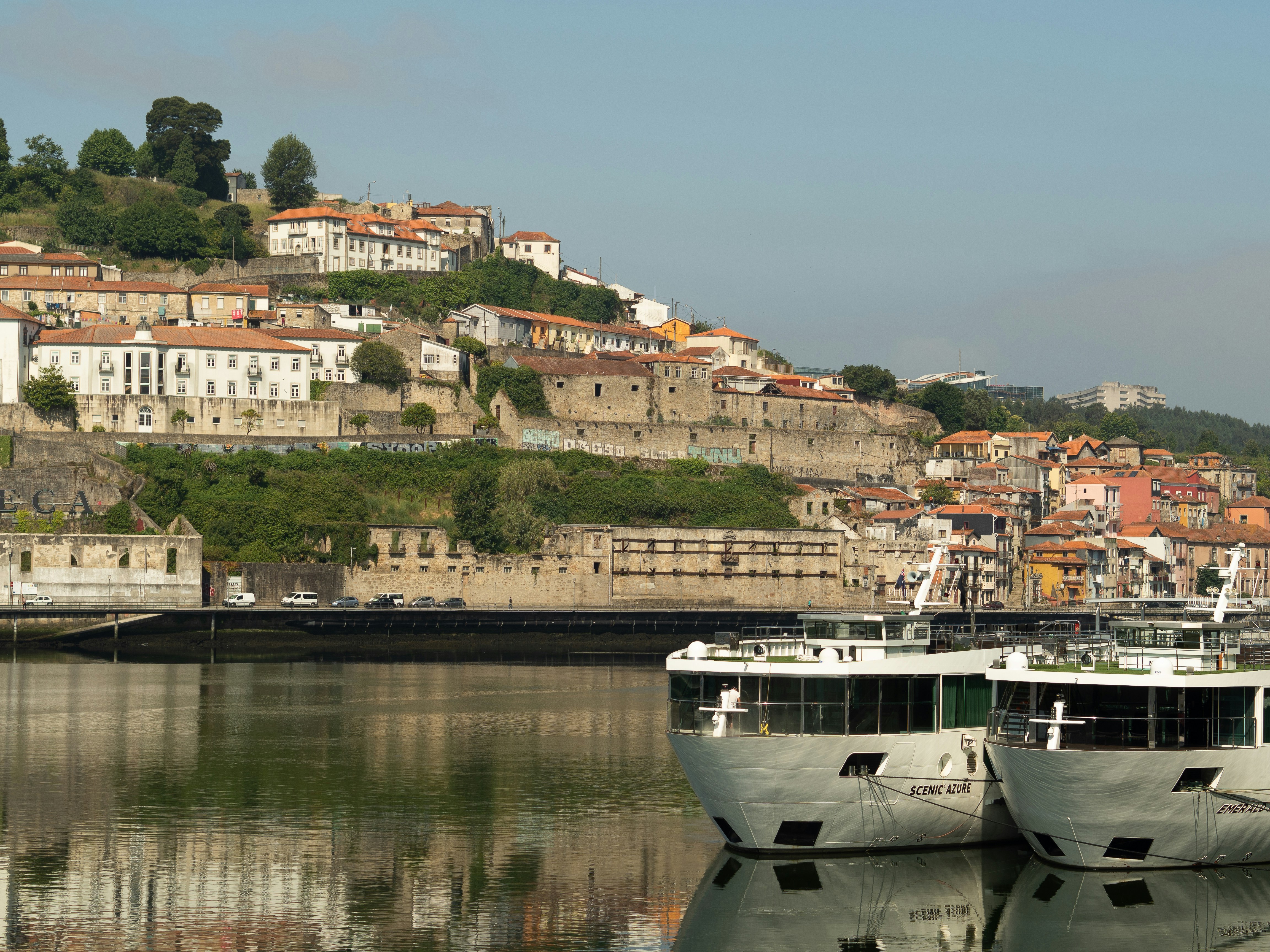 a couple of boats that are sitting in the water