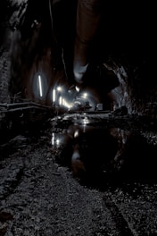 a dark tunnel filled with lots of water