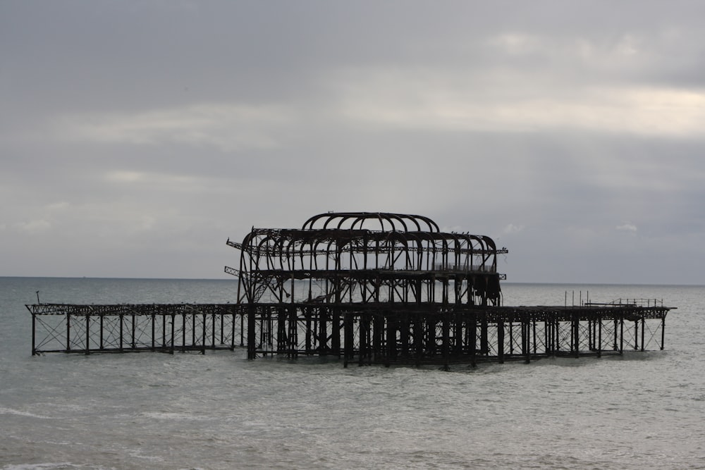 a large structure in the middle of the ocean