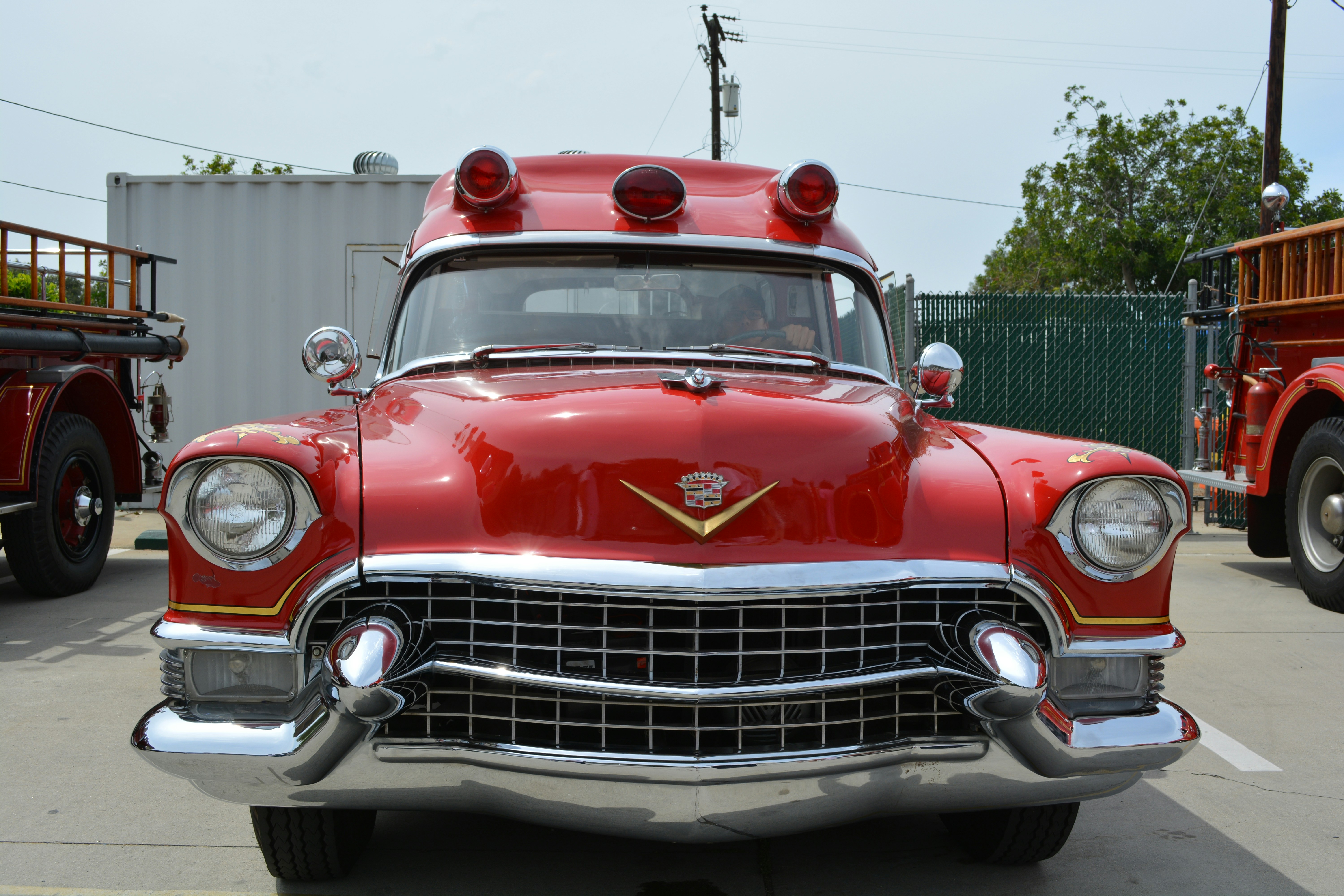 red and white vintage car