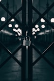 gray padlock on black metal fence