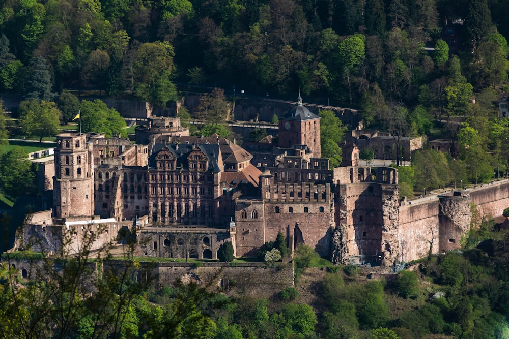 Castillo de hormigón marrón en la cima de la colina