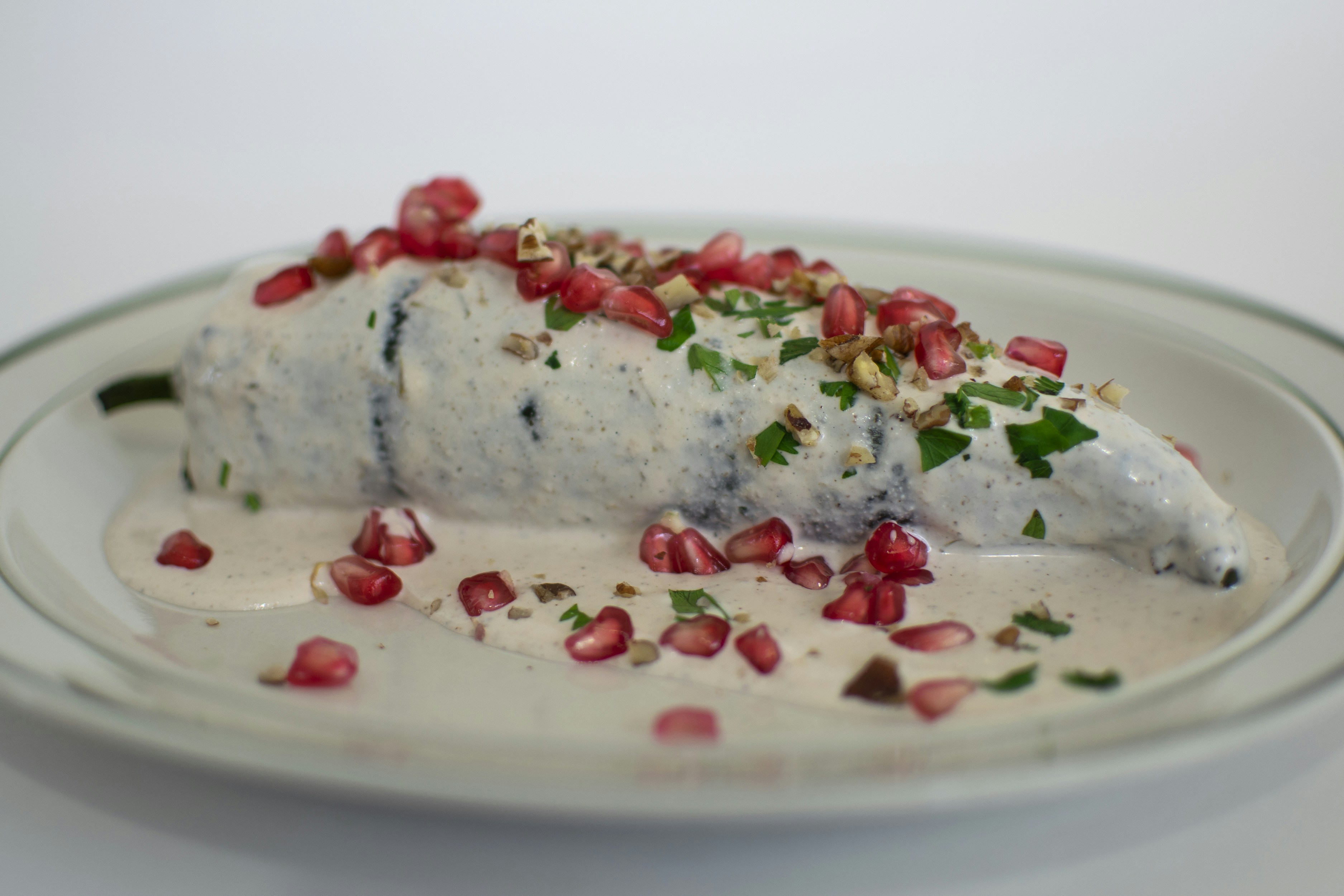 Chiles en nogada with pomegranate
