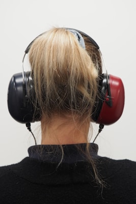 a woman with a pair of headphones on her head