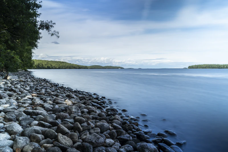 Rocky shore of a Finnish lake