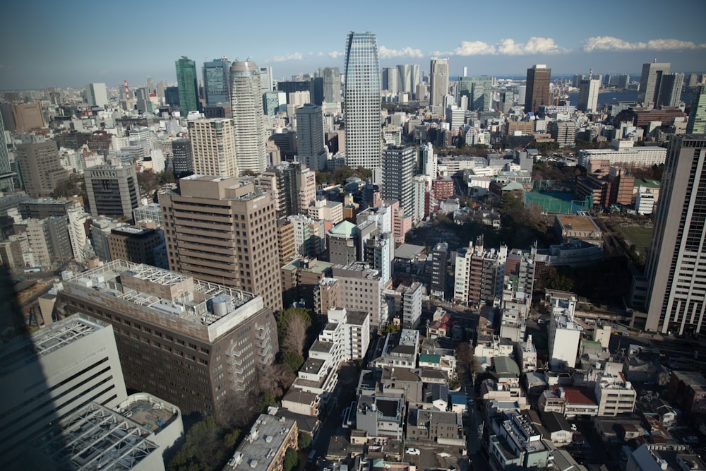 a view of a city from the top of a building