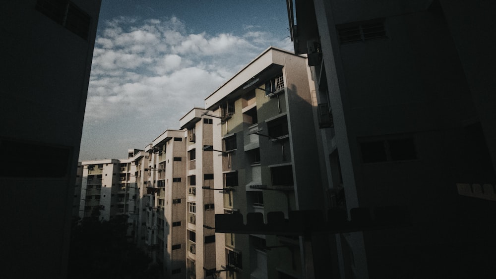 a view of a row of apartment buildings from a distance