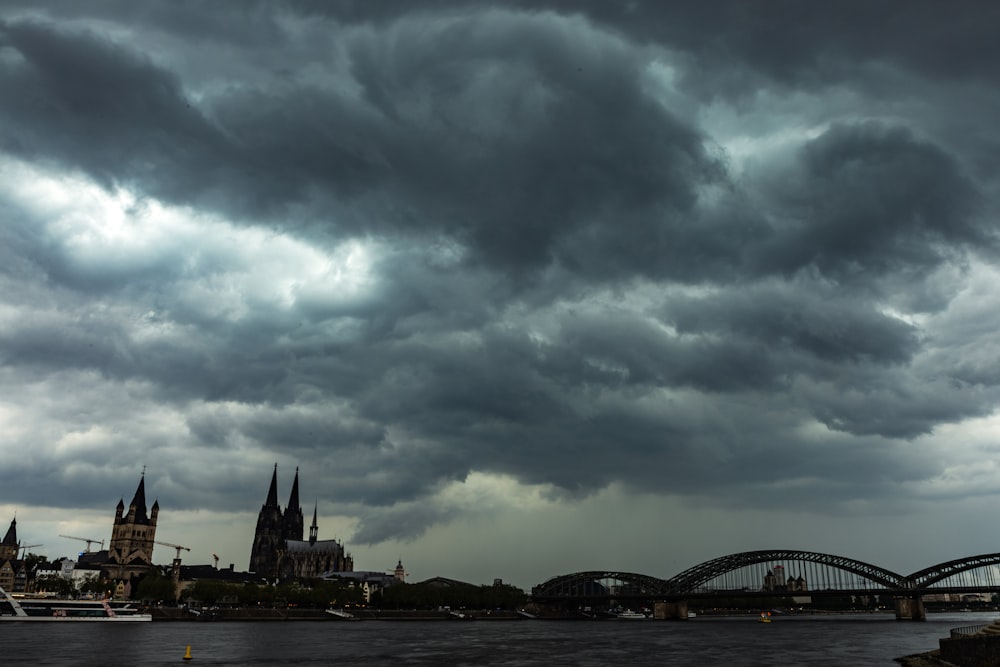 a large body of water under a cloudy sky