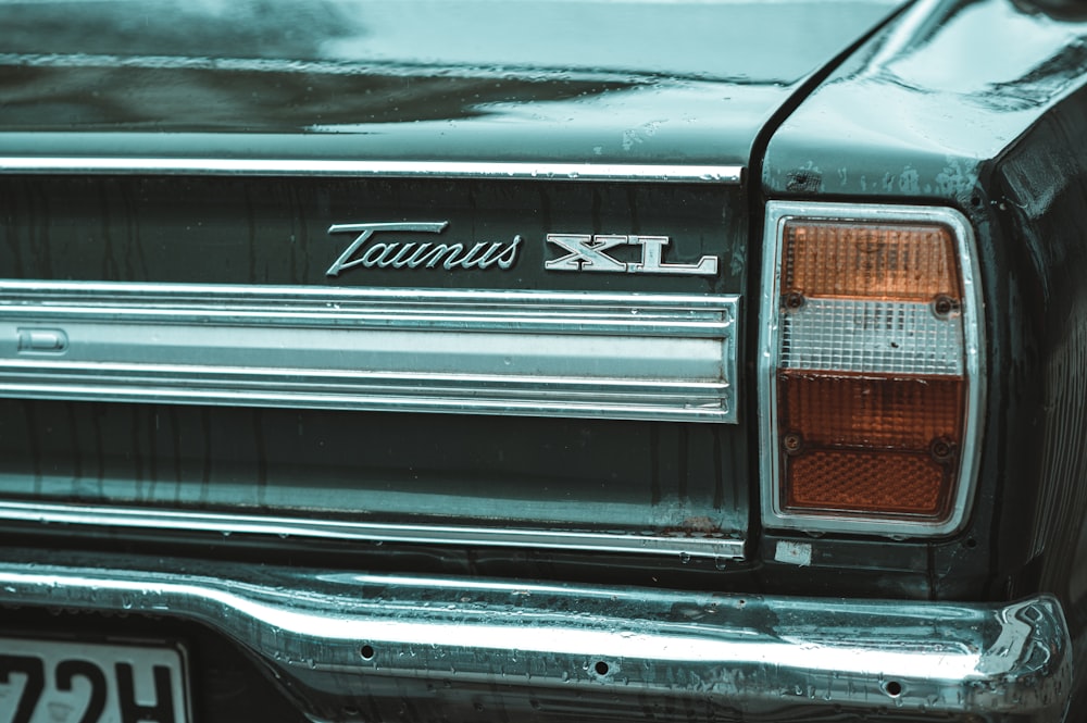 a close up of the tail lights of a car