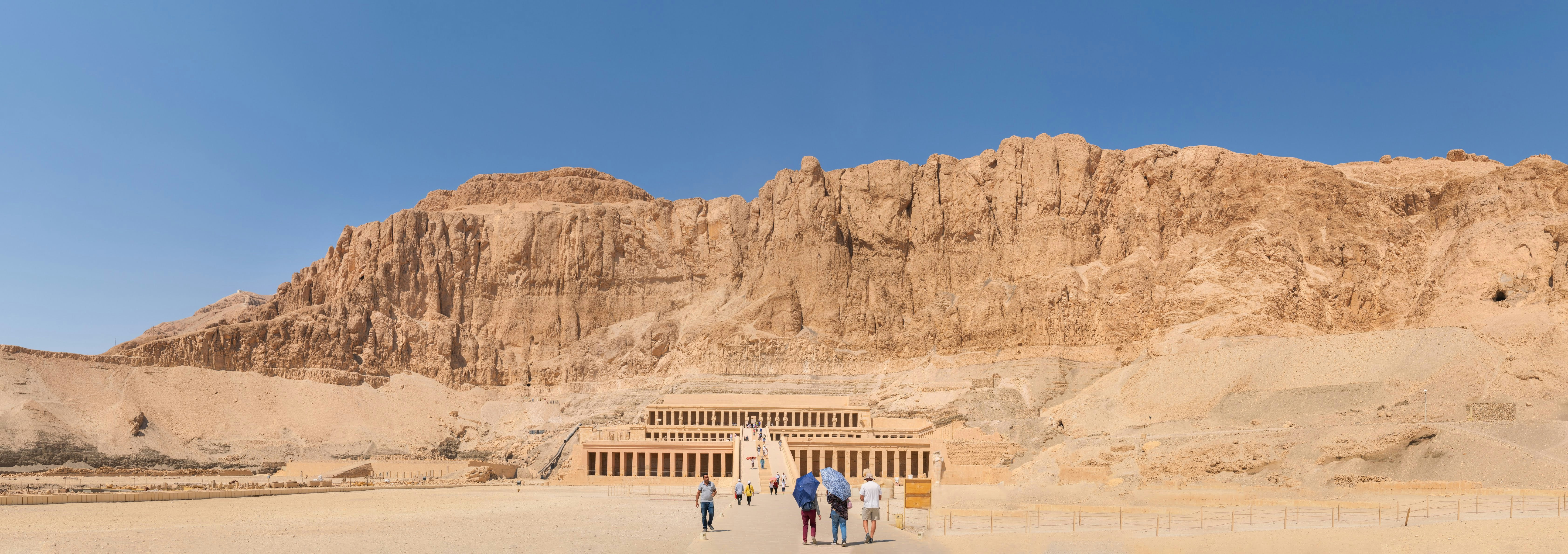 Mortuary temple of Hatshepsut in Panoramic view.