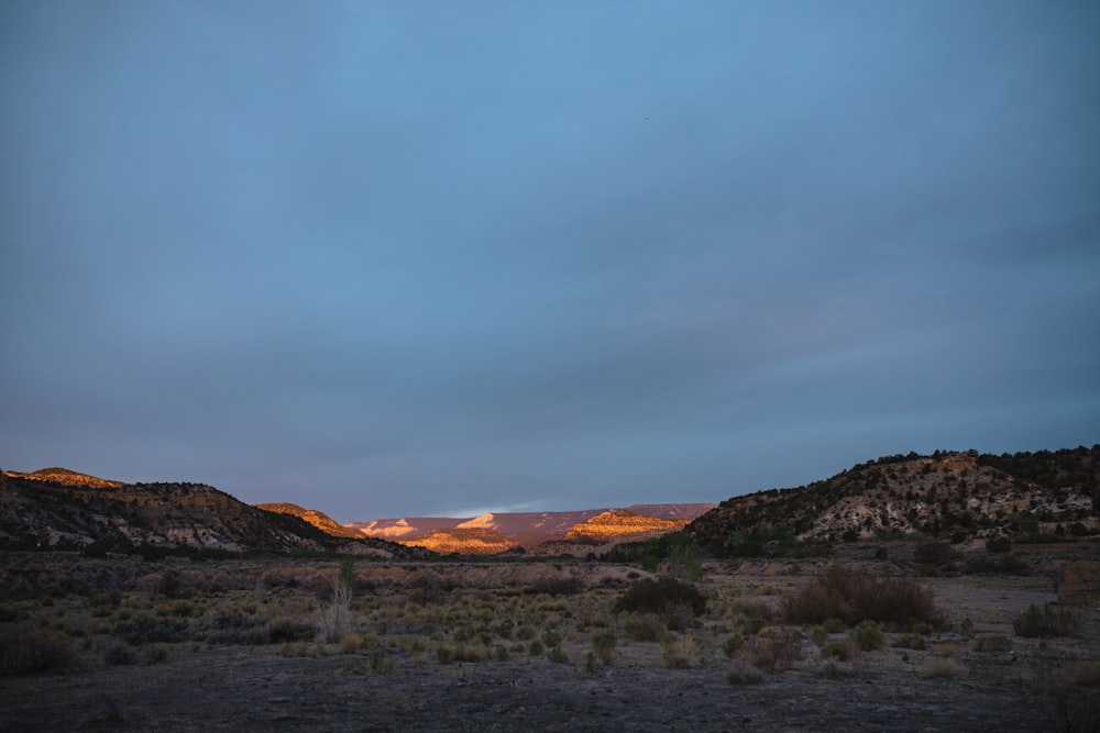 a desert landscape with mountains in the distance