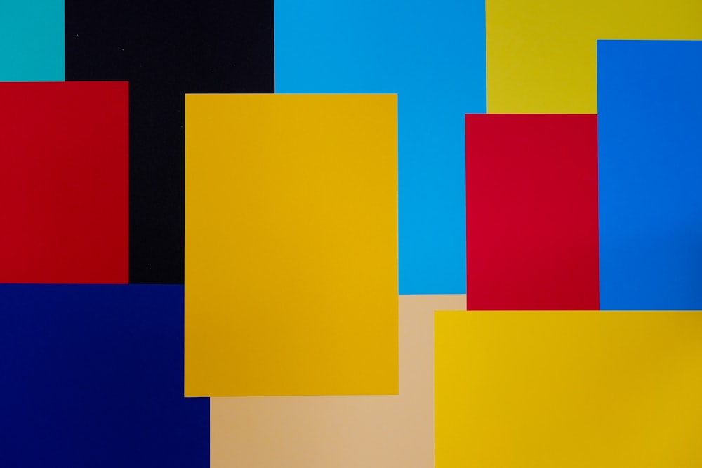 an abstract painting of squares and rectangles