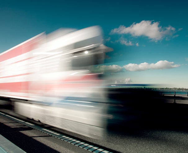 a blurry photo of a train on a track