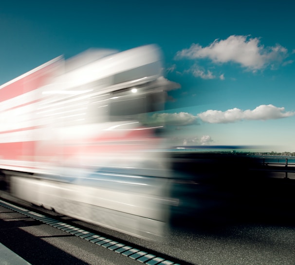 a blurry photo of a train on a track