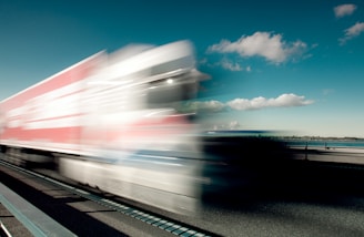 a blurry photo of a train on a track