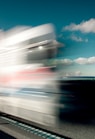 a blurry photo of a train on a track