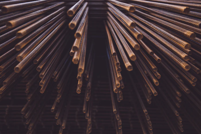 Close-up of titanium alloy rods
