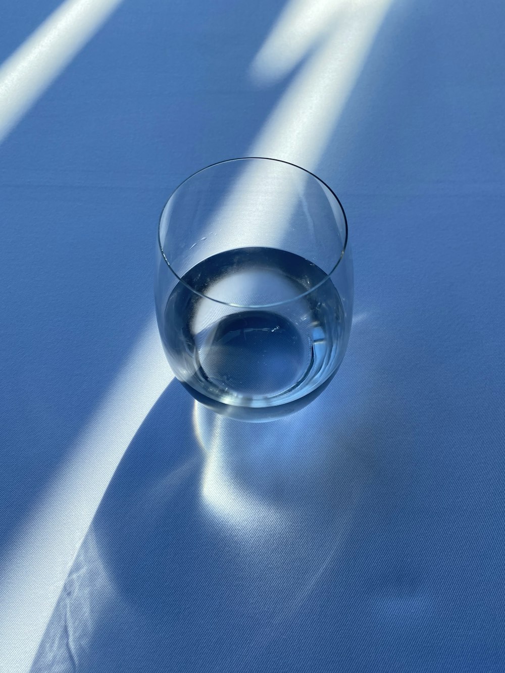 a glass of water sitting on top of a table