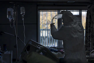 a statue of a person in a hospital room
