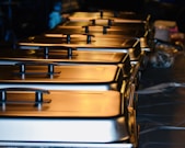 stainless steel chairs in room