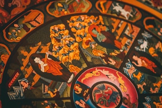 a close up of a stained glass window