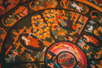 a close up of a stained glass window