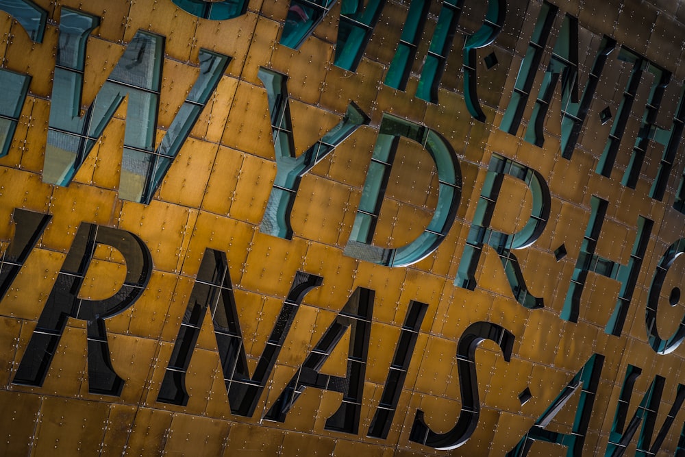 a close up of a sign on a building