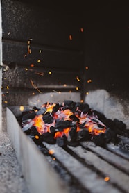 a grill that has some kind of fire in it