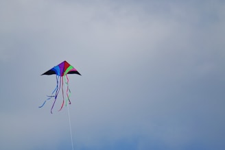 A colorful handcrafted kite with unique patterns.