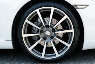 silver and black car wheel