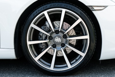 silver and black car wheel