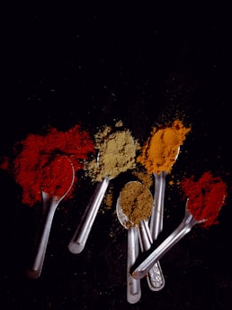red brown and yellow powder