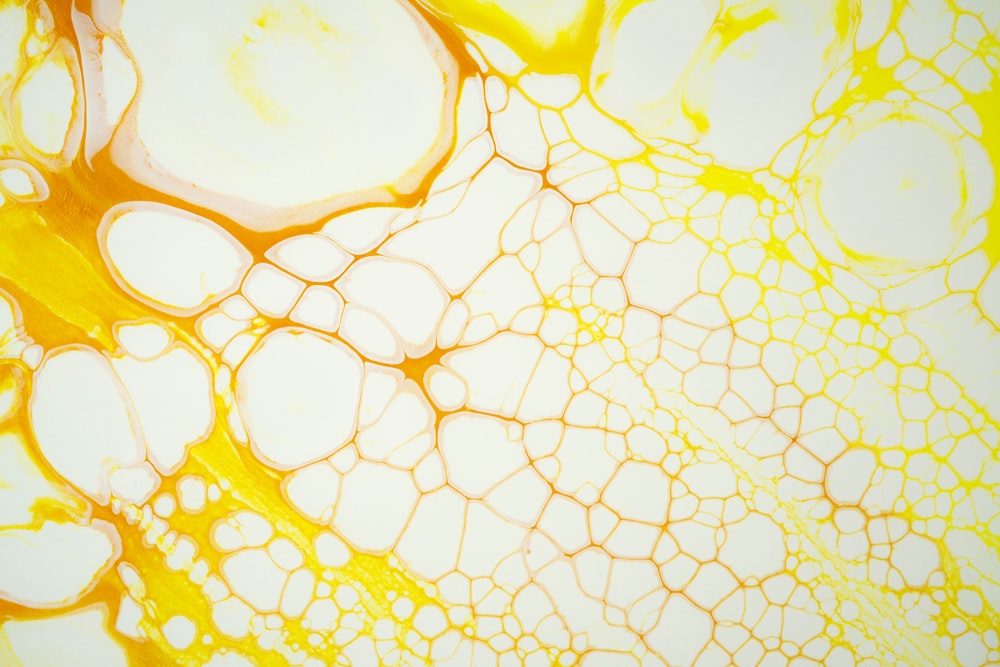 a close up view of a yellow and white substance